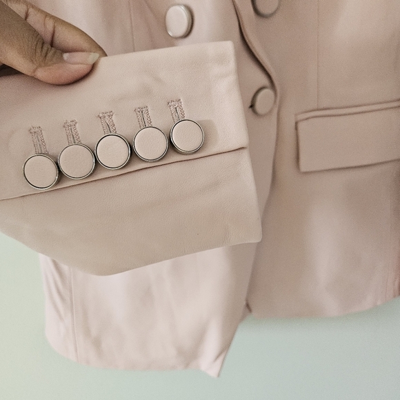 Veronica Beard Pink 100% Lambskin Leather Miller Blazer in Pink Clay - Picture 8 of 11